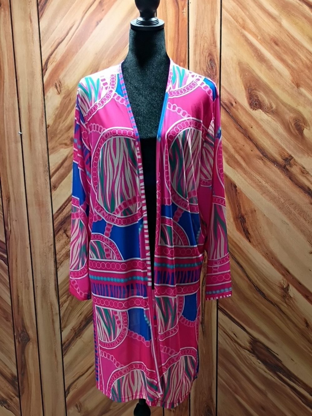 Lavender J Vibrant Longline Open-front Kimono Cardigan Size M/L